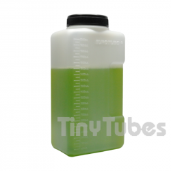 2L rectangular bottle with black lid with shutter.