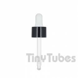 Black Gloss dropper 18/410 with white teat - Without seal