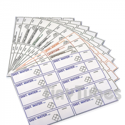 Adhesive labels with identificative text
