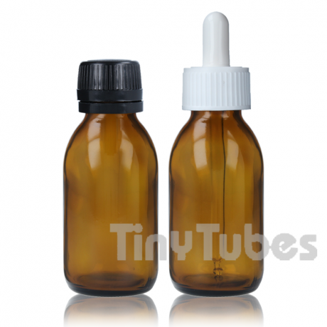 Amber Glass Pill Bottle 150ml with Aluminum Brown Cap & Press Liner